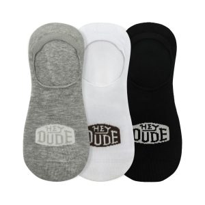 HEYDUDE No Show Sock 3 Pack – Multi Grey/White/Black